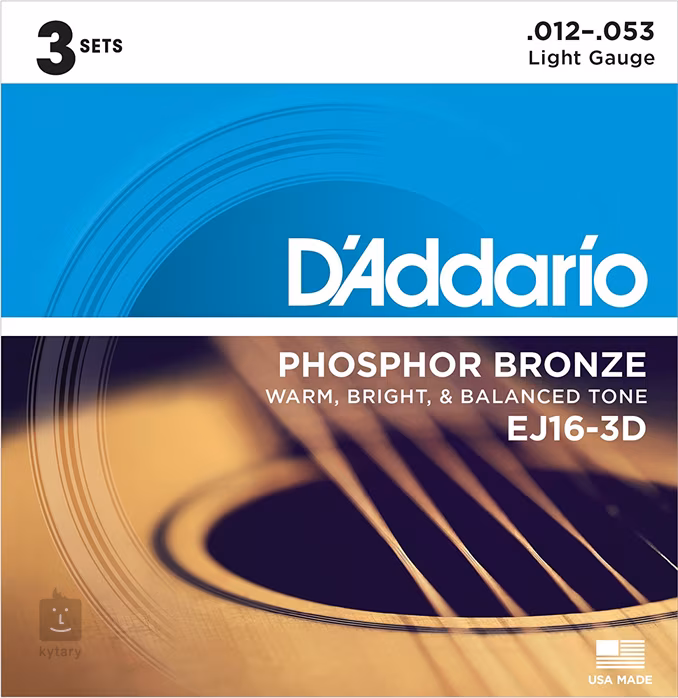 D'Addario EJ16-3D - Kovové struny na akustickú gitaru
