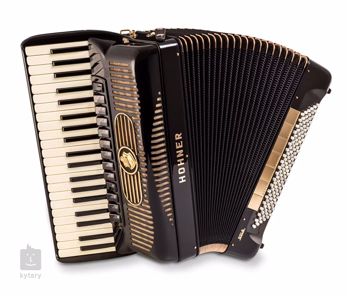 Hohner Gola 414, black with blind (jalousie) - no chin register - Klávesový akordeón