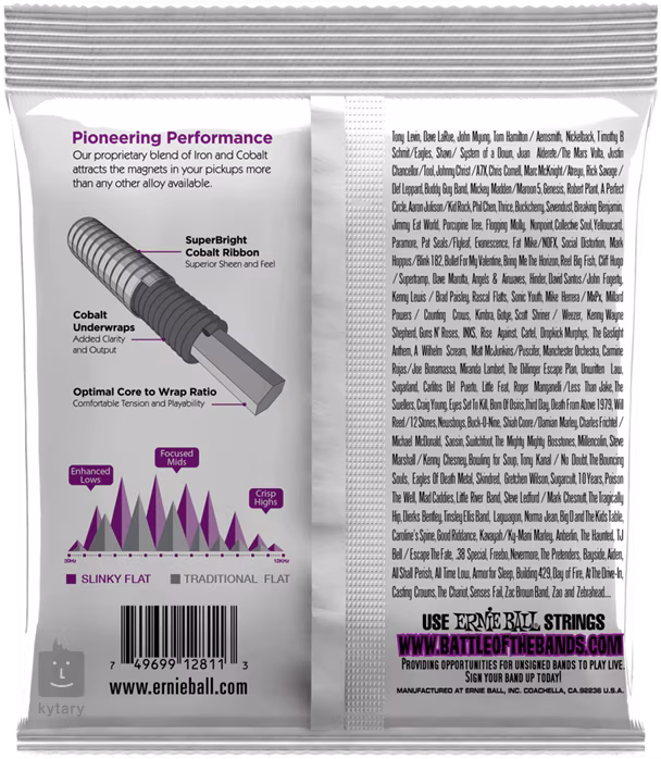 Ernie Ball 2811 Power Slinky Cobalt Flatwound Electric Bass 55-110 - Struny na basgitaru