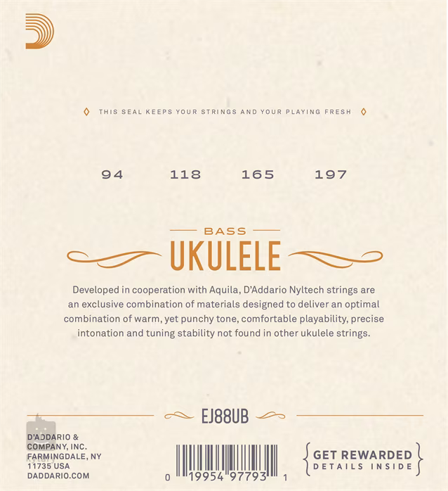 D'Addario EJ88UB - Struny na basové ukulele