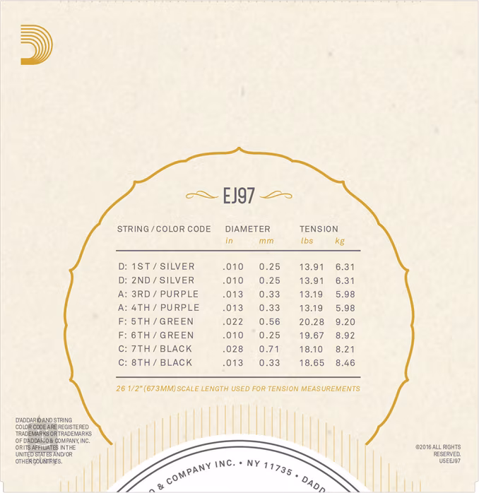 D'Addario J97 - Struny na grécke bouzouki