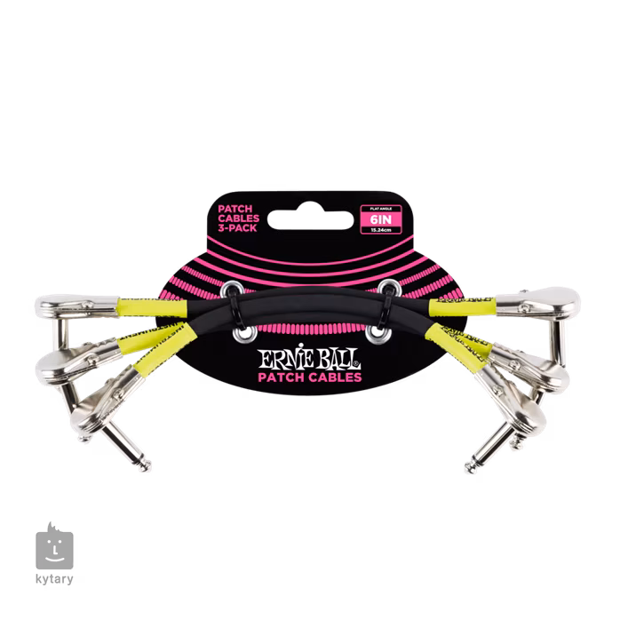 Ernie Ball 6" Flat Patch Cable Black - 3 Pack - Spájací kábel