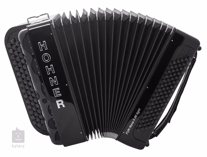 Hohner Fun Nova II 80 light, black celluloid, B-stepped (použité) - Chromatický akordeón