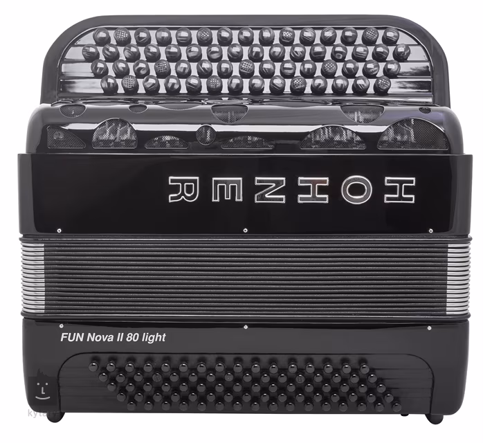 Hohner Fun Nova II 80 light, black celluloid, B-stepped (použité) - Chromatický akordeón