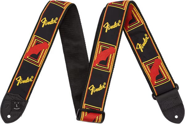 Fender Monogramm Strap Black-Yellow-Red - Gitarový popruh