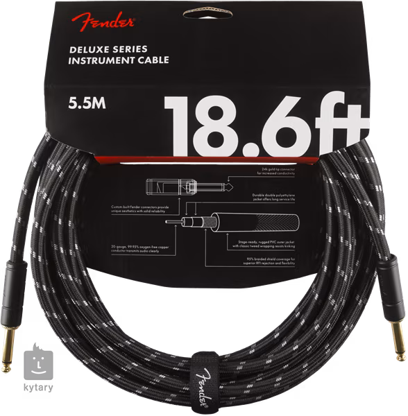 Fender Deluxe Series 18.6' Instrument Cable Black Tweed - Nástrojový kábel