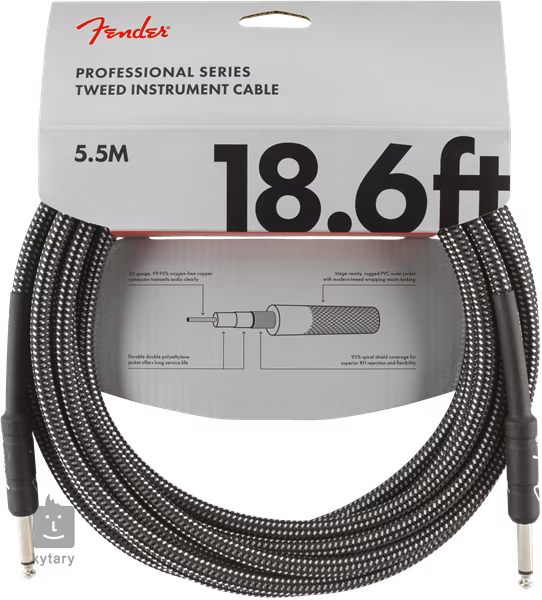 Fender Professional Series 18.6' Instrument Cable Gray Tweed - Nástrojový kábel