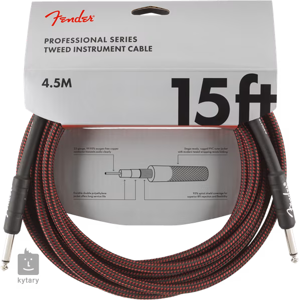Fender Professional Series 15' Instrument Cable Red Tweed - Nástrojový kábel