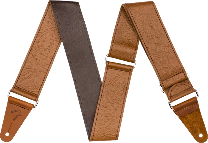 Fender Tooled Leather Guitar Strap Brown - Gitarový popruh