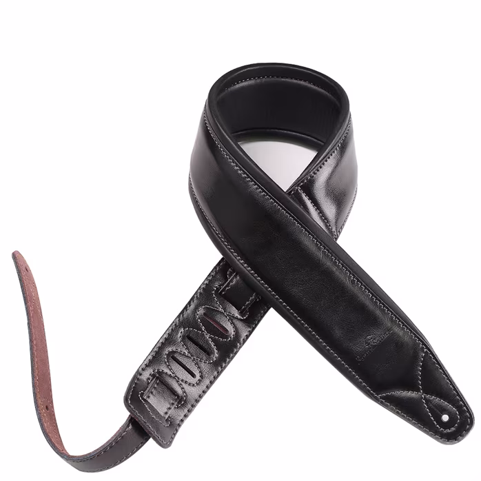 Soundsation Padded Leather Strap Black - Gitarový popruh