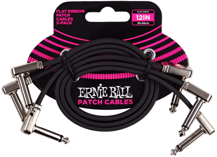 Ernie Ball 12” Flat Ribbon Patch Cable 3-Pack - Spájací kábel