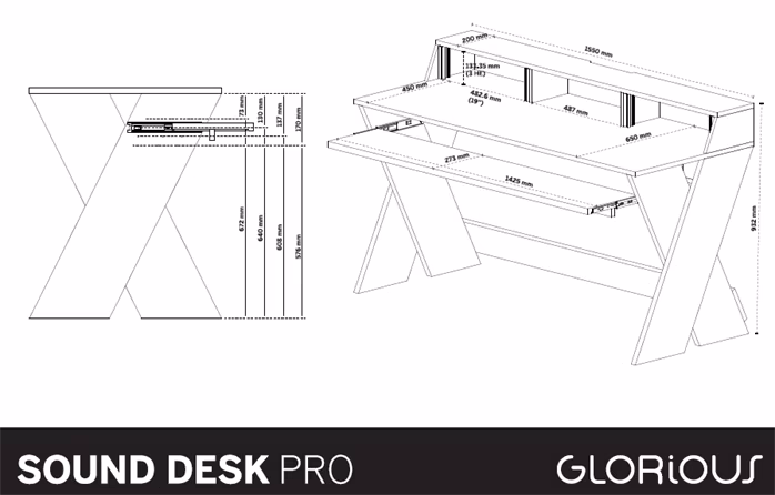 Glorious Sound Desk Pro Black - Štúdiový stôl