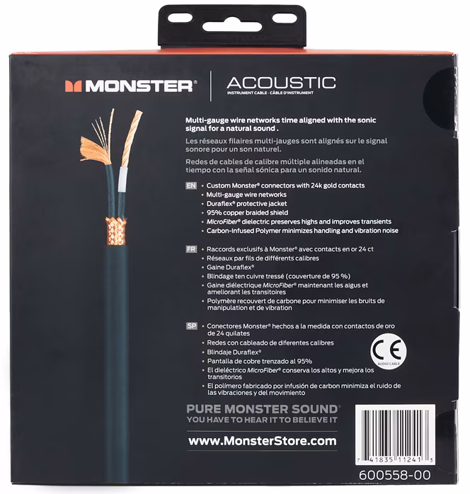 Monster Acoustic 21' Instrument Cable Straight - Nástrojový kábel