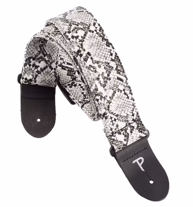 Perri's Leathers Faux Snake Skin White - Gitarový popruh