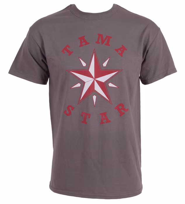 Tama Grey T-Shirt Red-White Star XXL - Tričko