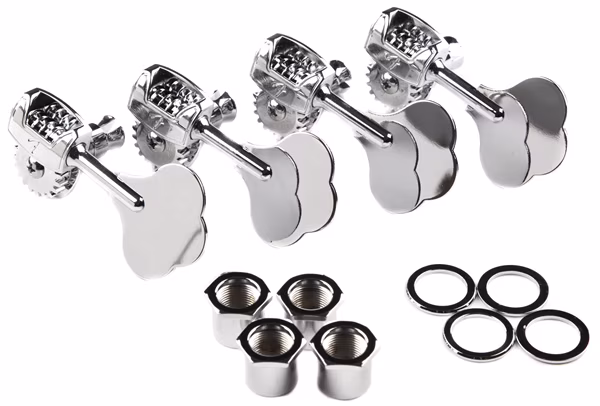 Fender Deluxe "F" Stamp Bass Tuning Machines, (4), Chrome - Basgitarová mechanika