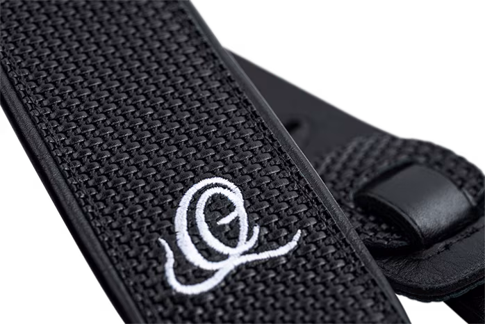 Ortega Leather Strap Black Braid - Gitarový popruh