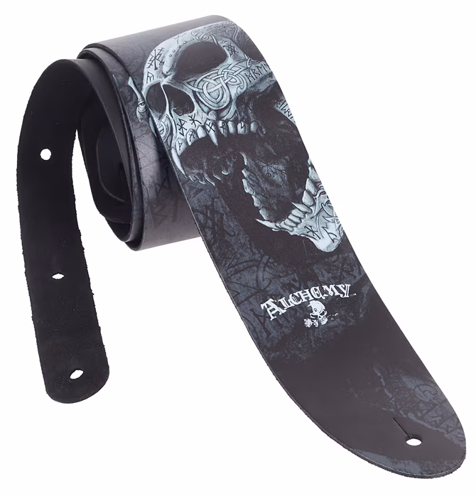 Perri's Leathers 11024 ALCHEMY Guitar Strap Berserker Skull - Gitarový popruh