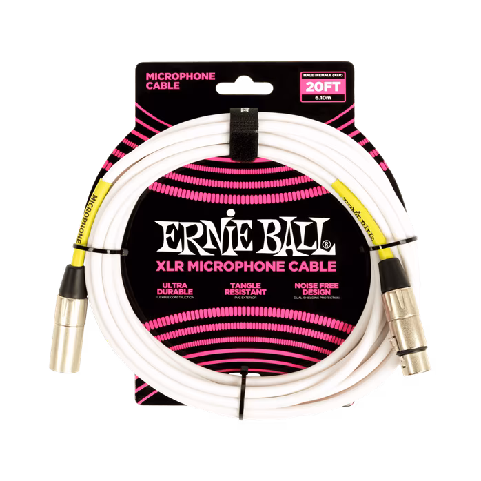 Ernie Ball 20' XLR Cable White - Mikrofónny kábel