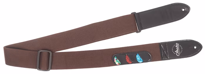 Amumu Cotton Pickholder Strap Brown - Gitarový popruh