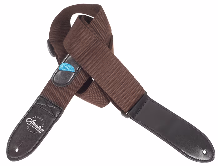 Amumu Cotton Pickholder Strap Brown - Gitarový popruh