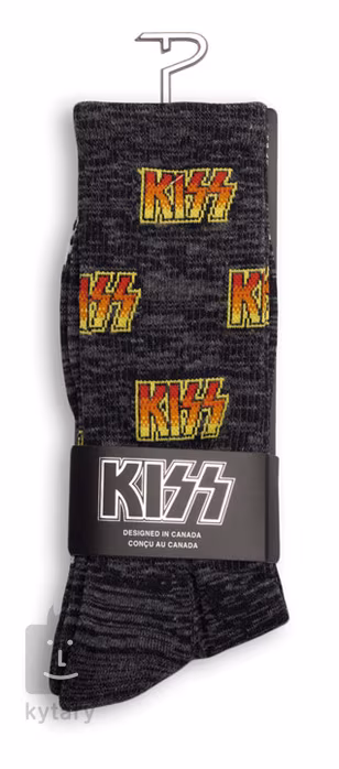 Perri's Leathers Kiss All Over Logo Crew Charcoal Mix L - Ponožky