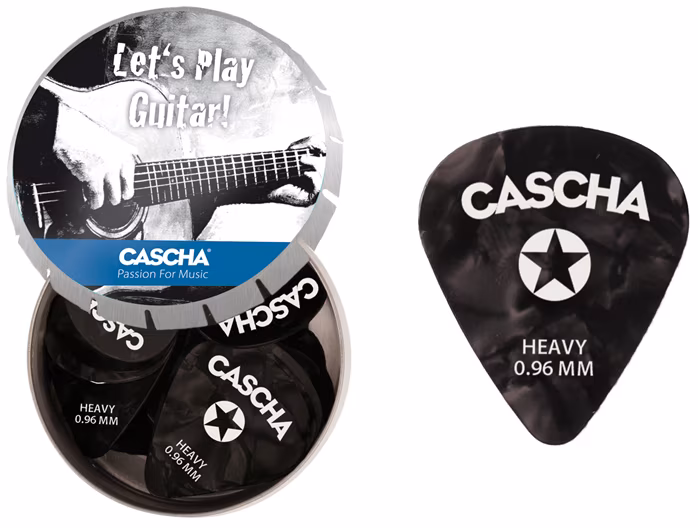 Cascha Guitar Pick Set Box Heavy (24 heavy guitar picks + metal box) - Brnkátka