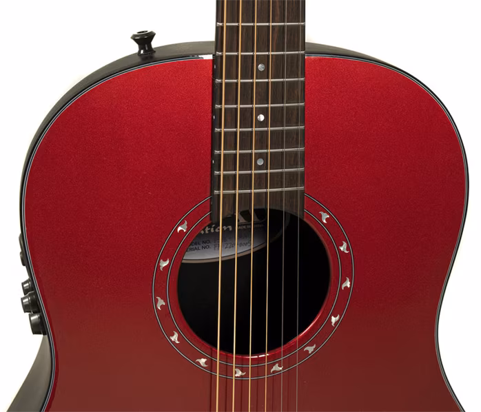 Ovation Pro Series Ultra Mid-Depth Non-Cutaway Vampira Red - Elektroakustická gitara