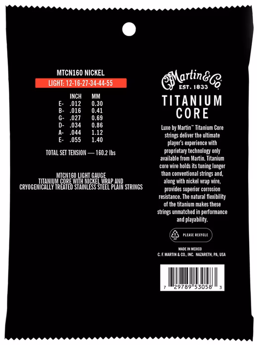 Martin Titanium Core Light - Kovové struny na akustickú gitaru