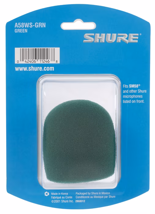 Shure A58WS-GRN - Protiveterný mikrofónny kryt