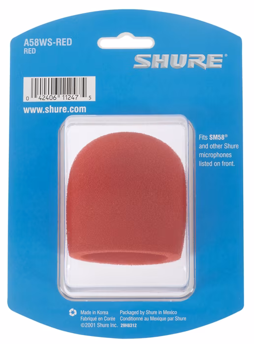 Shure A58WS-RED - Protiveterný mikrofónny kryt