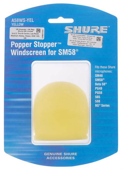 Shure A58WS-YEL - Protiveterný mikrofónny kryt