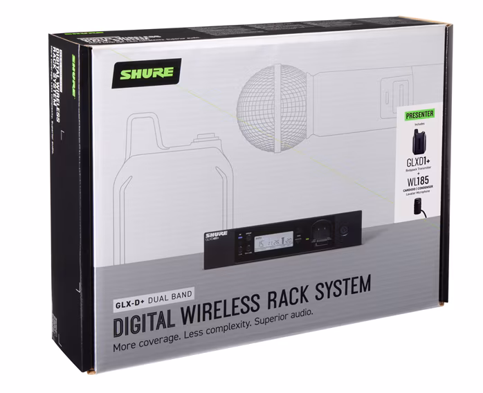 Shure GLXD14R+ LAVALIER SYSTEM WITH WL185 - Bezdrôtová súprava s chlopňovým mikrofónom