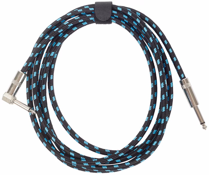 Amumu Woven Instrument Cable Blue Angled 3 m - Nástrojový kábel
