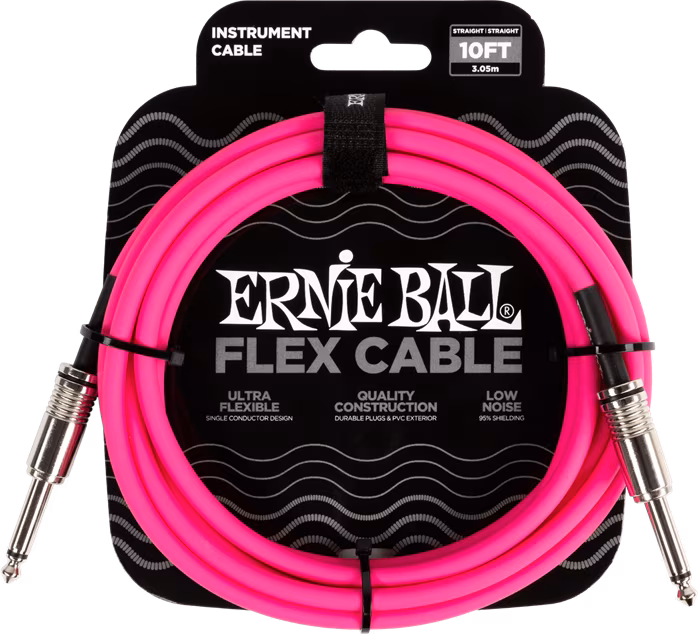 Ernie Ball Flex Instrument Cable 10'  Pink  - Nástrojový kábel