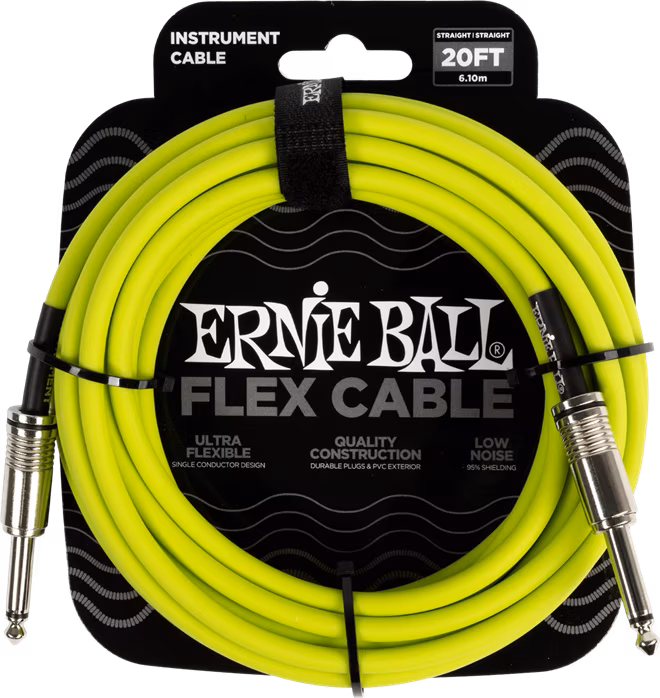Ernie Ball Flex Instrument Cable 20'  Green  - Nástrojový kábel