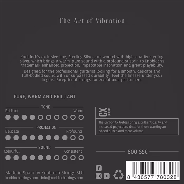 Knobloch STERLING SILVER CX Carbon Super High Tension 37.5 - Nylonové struny na klasickú gitaru