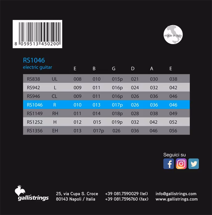 Galli RS1046 Nickel Regular - Struny na elektrickú gitaru