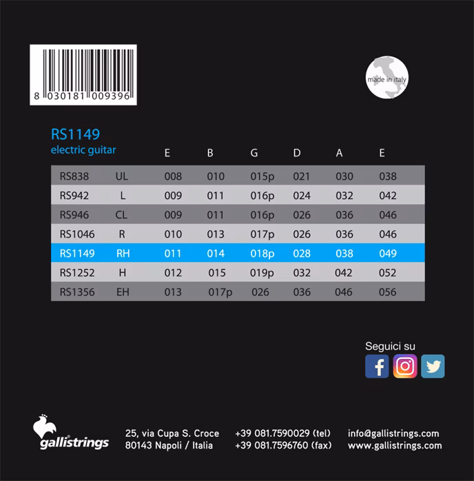 Galli RS1149 Nickel Regular Heavy - Struny na elektrickú gitaru