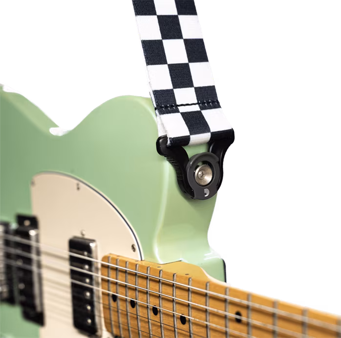 D'Addario Auto Lock Guitar Strap Skater Checkerboard - Gitarový popruh