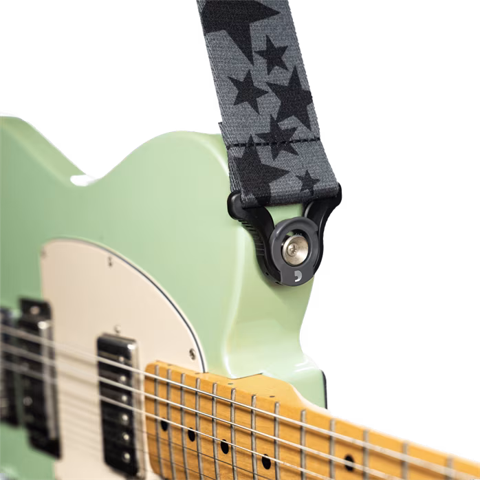 D'Addario Auto Lock Guitar Strap Skater Stars - Gitarový popruh