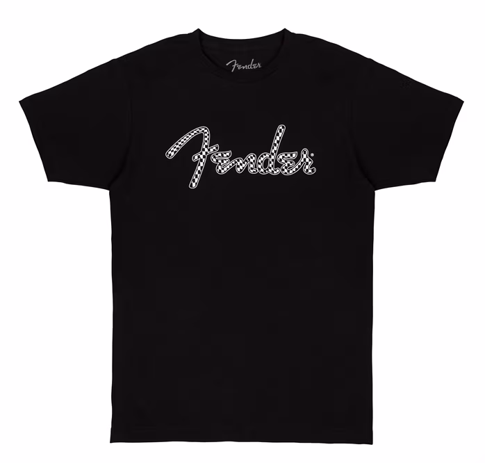 Fender Spaghetti Wavy Checker Logo Tee Black S - Tričko