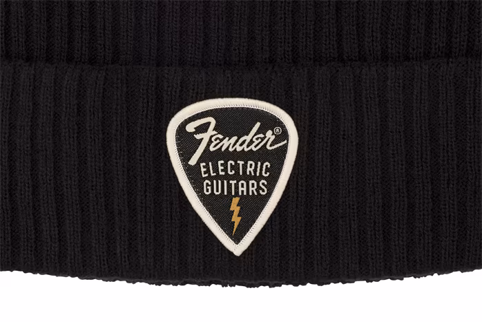 Fender Pick Patch Ribbed Beanie Black - Čiapka
