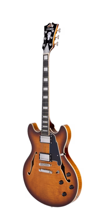 D'Angelico Premier DC Double Cutaway Stop-Bar Tailpie CE Dark ICEd Tea Burst - Semiakustická gitara