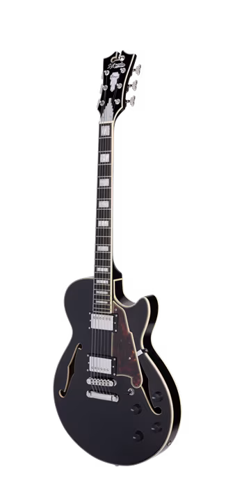 D'Angelico Premier SS Single Cutaway Stop-Bar Tailpie CE Black Flake (použité) - Semiakustická gitara
