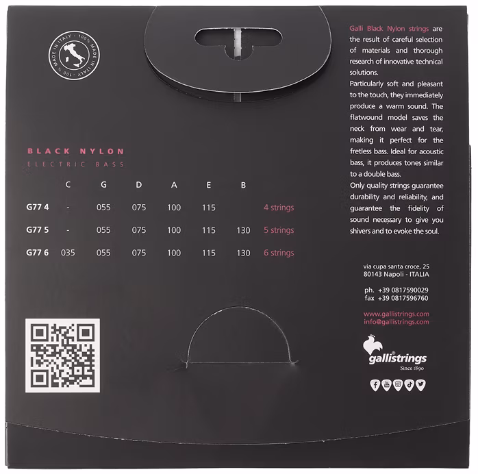 Galli BASS BLACK NYLON 4-Strings  G77 - Struny na basgitaru