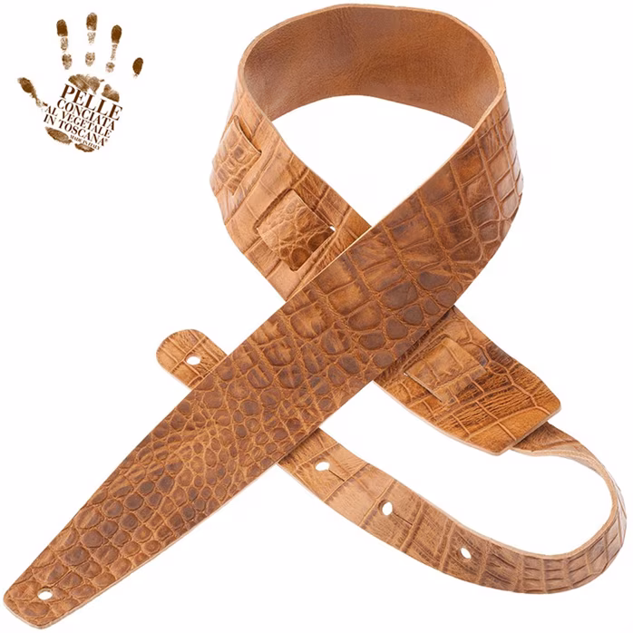 Magrabò Holes HC Embossed Cocco Pros Brown 6 cm - Gitarový popruh