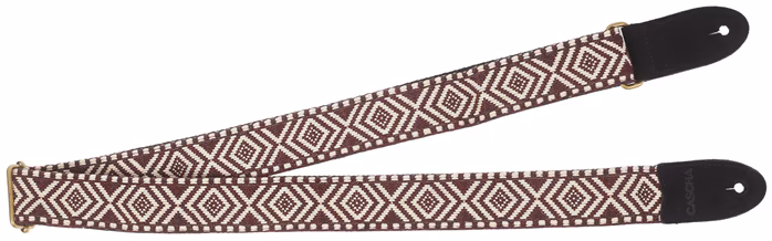 Cascha CUS-JW6 Ukulele Strap Jacquard - Ethnic Brown & White - Popruh na ukulele