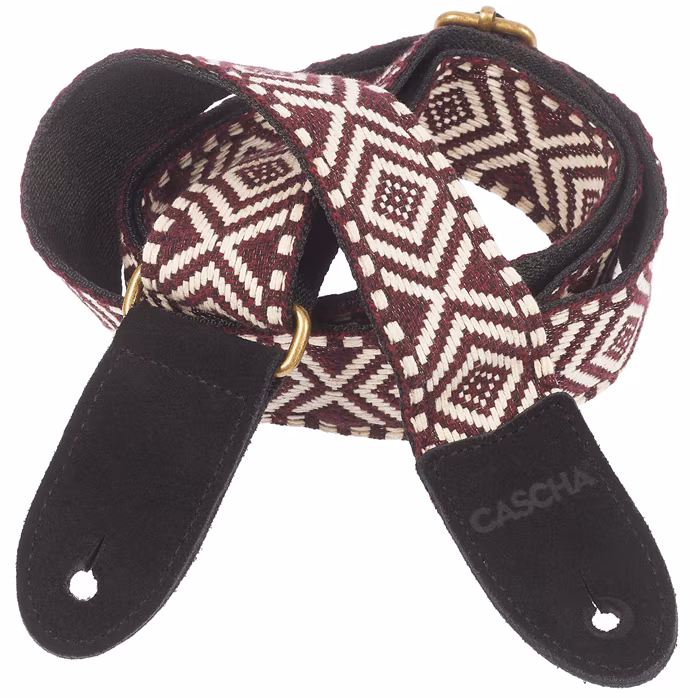 Cascha CUS-JW6 Ukulele Strap Jacquard - Ethnic Brown & White - Popruh na ukulele