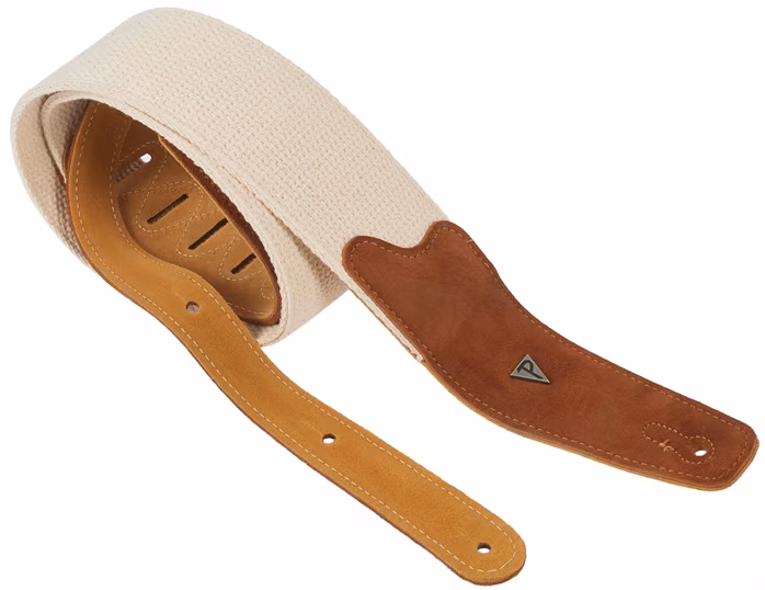 Perri's Leathers 7678 2.5” Doubled Cotton Webbing with Suede Ends Brown - Gitarový popruh